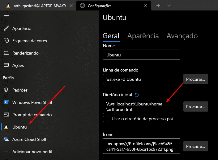 Configurações Windows Terminal