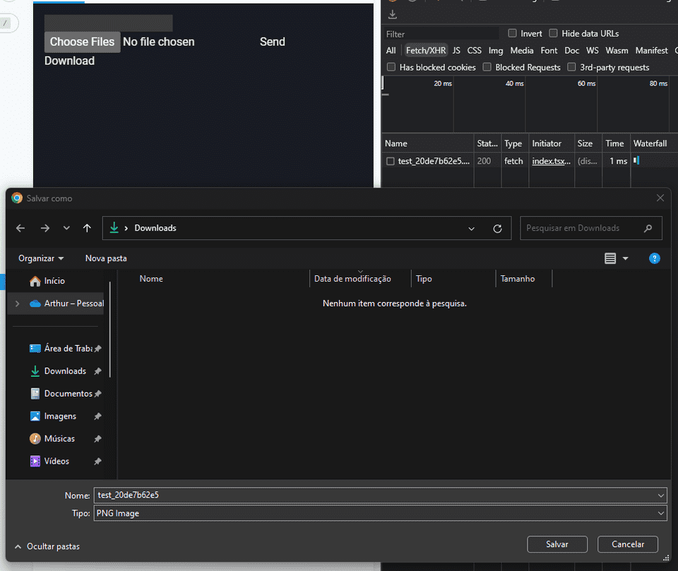 Showing clicking and download the file