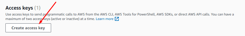 Click on button "Create access key"
