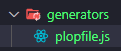 Pasta "generators" com "plopfile.js"