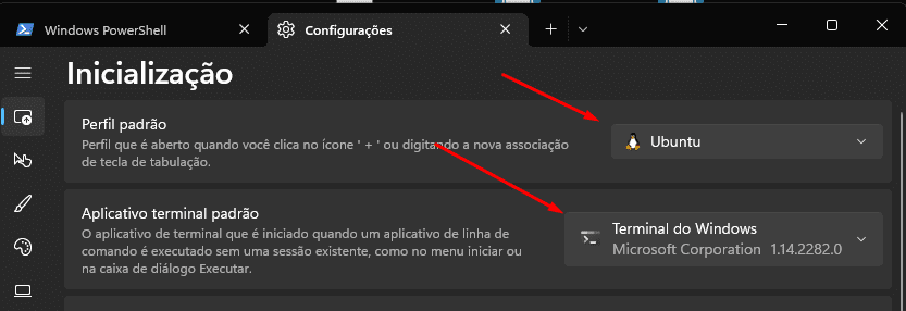 Configurações Windows Terminal